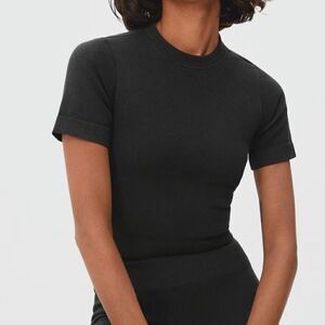 Everlane The Seamless Tee Cropped Short Sleeve Black Sz XS/S